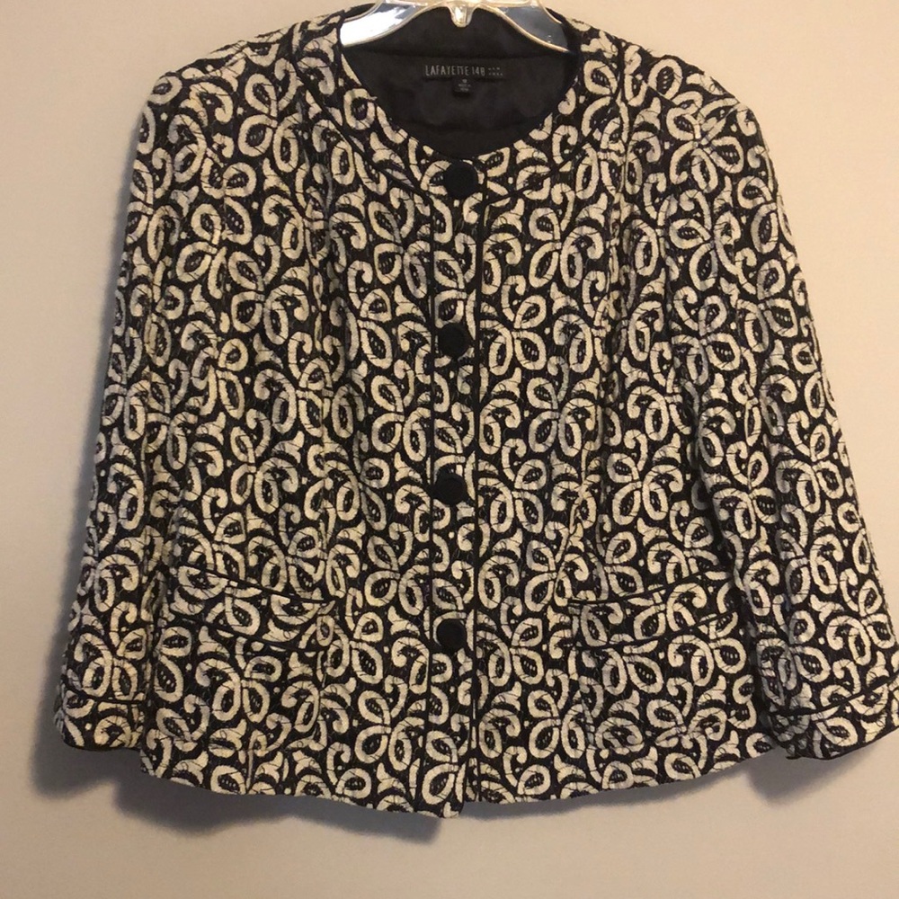 Lafayette 148 Blazer Jacket Plus SZ 16 Black White
